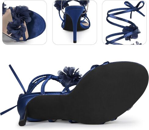 Perphy Strappy Lace Up Stiletto Heel Flower Sandals for Women in Saudi Arabia