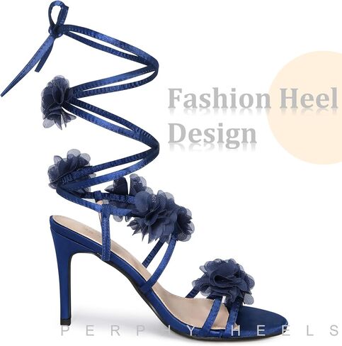 Perphy Strappy Lace Up Stiletto Heel Flower Sandals for Women in Saudi Arabia