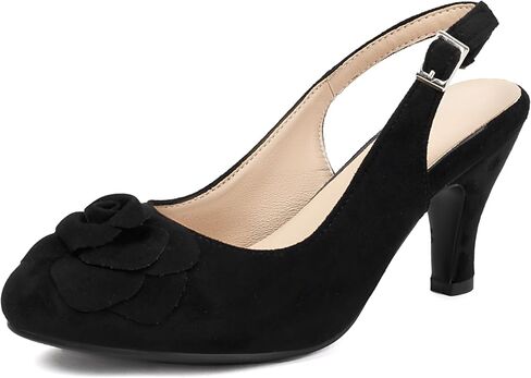 Elerhythm ماري جين جين خمر Slingback زهرة قابلة للتعديل زهرة قريبة من Toe 1920s غاتسبي الكعب الرجع in Kuwait