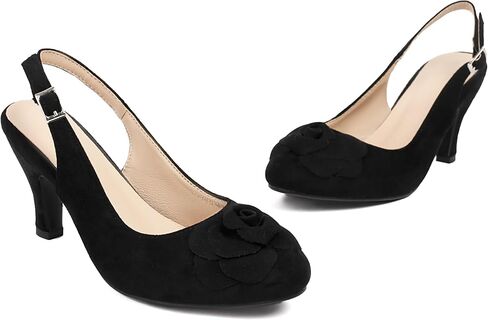 Elerhythm ماري جين جين خمر Slingback زهرة قابلة للتعديل زهرة قريبة من Toe 1920s غاتسبي الكعب الرجع in Kuwait