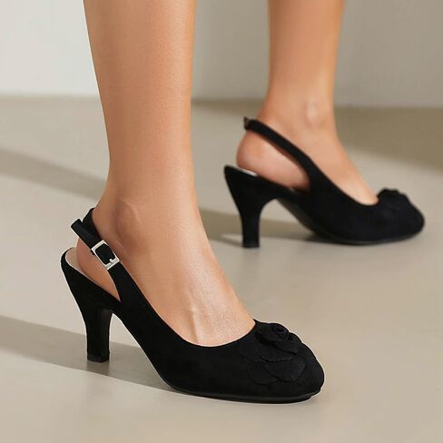 Elerhythm ماري جين جين خمر Slingback زهرة قابلة للتعديل زهرة قريبة من Toe 1920s غاتسبي الكعب الرجع in Kuwait