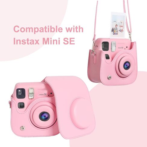 حالة واقية من كاميرا Mosiso متوافقة مع Instax Mini SE ، PU Leather Camera Camera Campy Came Carve مع حزام كتف قابل للتعديل وجيب لفيلم Instax Mini SE ، الأرجواني ، الأرجواني in Kuwait