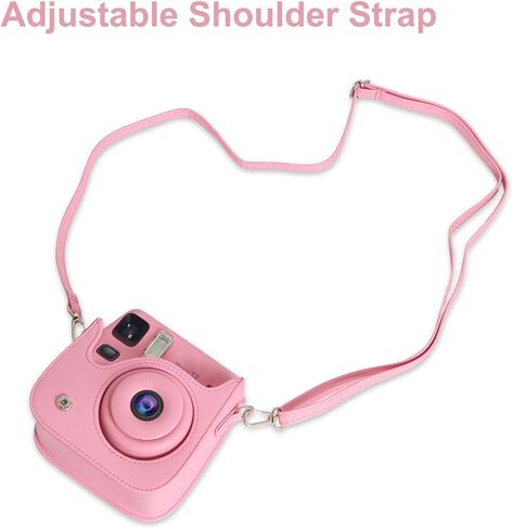 حالة واقية من كاميرا Mosiso متوافقة مع Instax Mini SE ، PU Leather Camera Camera Campy Came Carve مع حزام كتف قابل للتعديل وجيب لفيلم Instax Mini SE ، الأرجواني ، الأرجواني in Kuwait