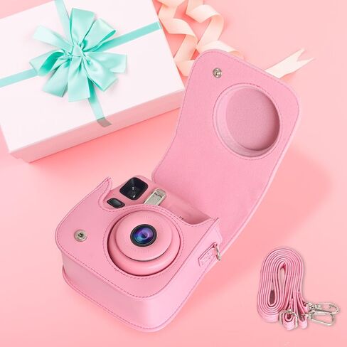 حالة واقية من كاميرا Mosiso متوافقة مع Instax Mini SE ، PU Leather Camera Camera Campy Came Carve مع حزام كتف قابل للتعديل وجيب لفيلم Instax Mini SE ، الأرجواني ، الأرجواني in Kuwait