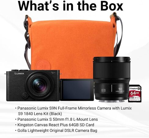Panasonic Lumix S9N كاميرا كاملة المرآة مع Lumix S9 1840 Lens Kit (Black) مع Lumix S 50mm F1.8 L-MOUNT LENS ) in Saudi Arabia
