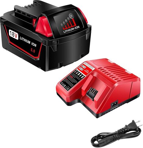 18V Lithium-ion بطارية وشاحن استبدال لبطارية MILWAUKEE M18 مع أعمال الشاحن لأدوات MILWAUKEE 18V ، الإخراج 5.0AH in Kuwait