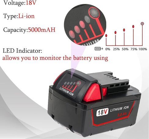 18V Lithium-ion بطارية وشاحن استبدال لبطارية MILWAUKEE M18 مع أعمال الشاحن لأدوات MILWAUKEE 18V ، الإخراج 5.0AH in Kuwait