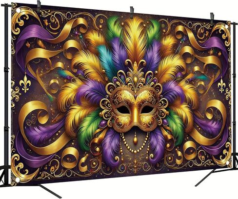 Mardi Gras Backdrop Golden Carnival Masks التصوير الخلفي الخلفي الخلفيات التنزه in Kuwait