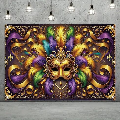 Mardi Gras Backdrop Golden Carnival Masks التصوير الخلفي الخلفي الخلفيات التنزه in Kuwait