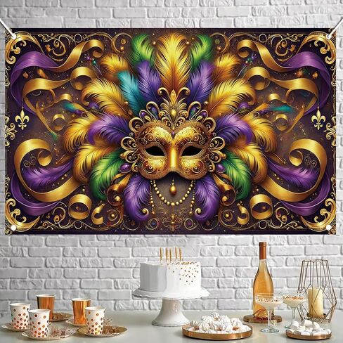 Mardi Gras Backdrop Golden Carnival Masks التصوير الخلفي الخلفي الخلفيات التنزه in Kuwait