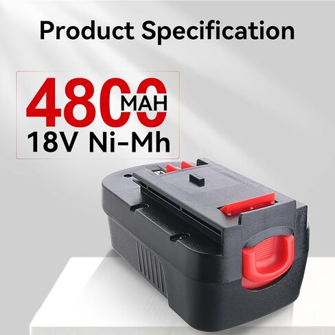 LUMSING HPB18 4.8AH NI-MH استبدال للبطارية السوداء و DECKER 18V ​​HPB18 HPB18-OPP مع بطارية ديكر سوداء 18 فولت أدوات A1718 FS18FL in Kuwait