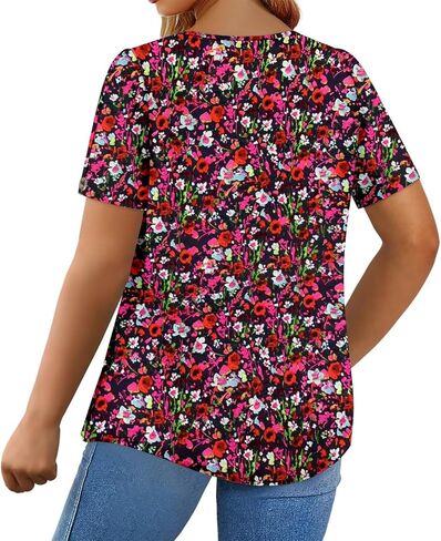 Magritta Womens Plus Size Tops Flowy Summer Blouses Short Sleeve Shirts Pleated Dressy Tunic Tops in Kuwait