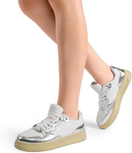DREAM PAIRS Women's Fashion Court Sneakers Walking Shoes Comfortable Low-Top Lace-Up Casual Classic Athletic Skateboard Sneakers in Kuwait