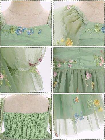 Obeeii عيد ميلاد Tulle Dress Baby Girls Long Sleeve Floral Dress Toddler in Kuwait