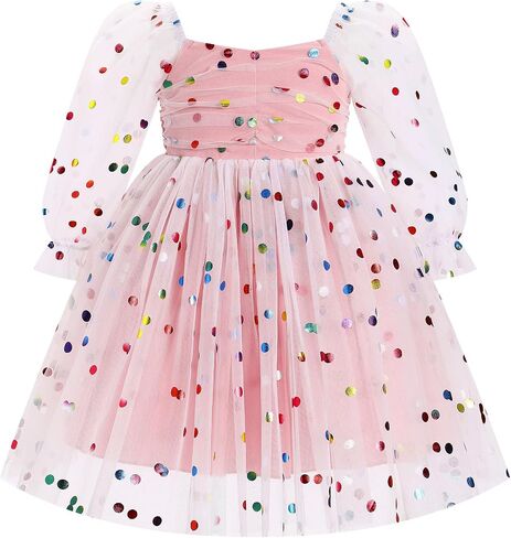 Obeeii عيد ميلاد Tulle Dress Baby Girls Long Sleeve Floral Dress Toddler in Kuwait
