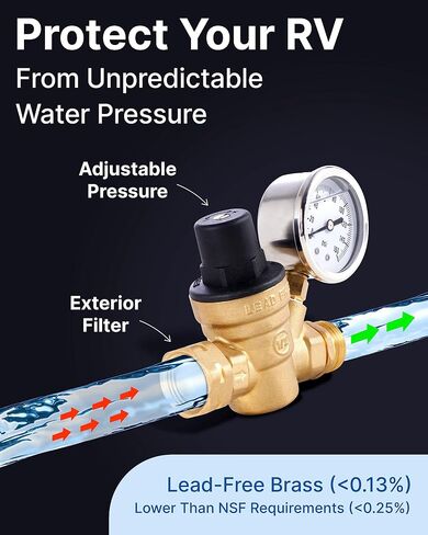 RV Fresh Water Kit - RV Water Pressure Regulator, Inline Water Filter, Hose Splitter, Brass Elbow, Flexible Connector, Hose Quick Connects, Leak Repair Kit, and Carrying Case in Saudi Arabia