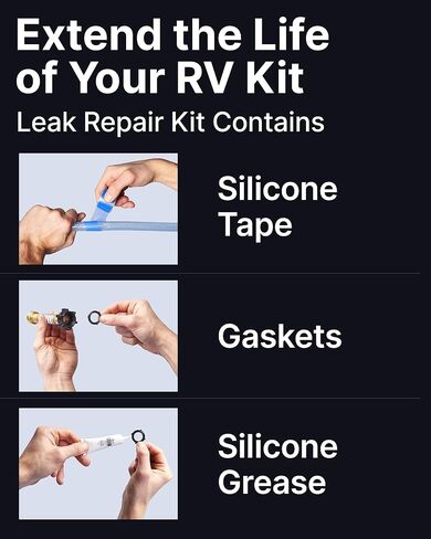 RV Fresh Water Kit - RV Water Pressure Regulator, Inline Water Filter, Hose Splitter, Brass Elbow, Flexible Connector, Hose Quick Connects, Leak Repair Kit, and Carrying Case in Saudi Arabia