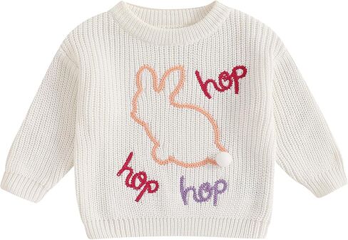 MAYUMMPY Toddler Baby Girl Boy Knit Easter Sweaters Bunny Pullover Sweatshirt Knitwear Newborn Kids Easter Clothes in Saudi Arabia