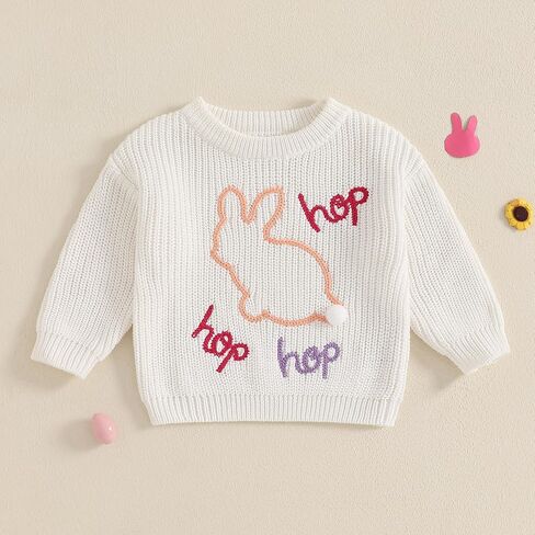 MAYUMMPY Toddler Baby Girl Boy Knit Easter Sweaters Bunny Pullover Sweatshirt Knitwear Newborn Kids Easter Clothes in Saudi Arabia