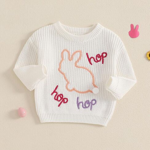 MAYUMMPY Toddler Baby Girl Boy Knit Easter Sweaters Bunny Pullover Sweatshirt Knitwear Newborn Kids Easter Clothes in Saudi Arabia