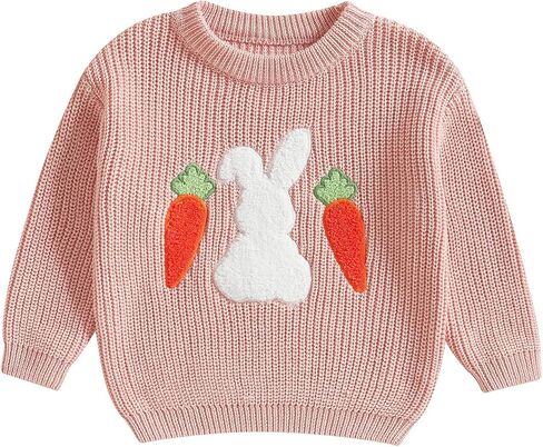 MAYUMMPY Toddler Baby Girl Boy Knit Easter Sweaters Bunny Pullover Sweatshirt Knitwear Newborn Kids Easter Clothes in Saudi Arabia