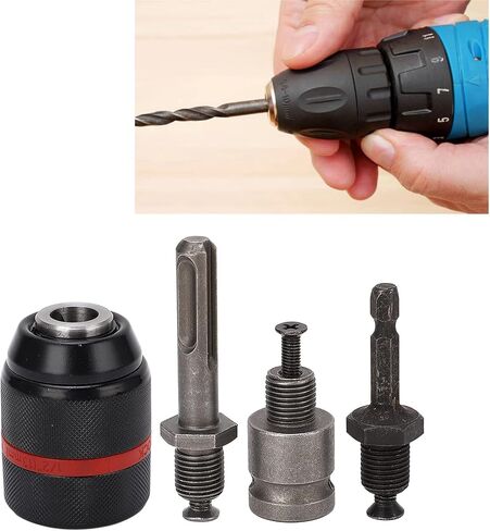 تشاك الحفر ، استبدال تشاك تشاك شد ذاتي الحفر تشاك 1/2-20UNF اتصال 2‑13MM المدى المدى المتغير السريع مع 3 قضيب لإصلاح أجزاء مختلفة (الجولة 58 ملم in Kuwait