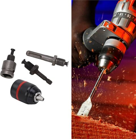 تشاك الحفر ، استبدال تشاك تشاك شد ذاتي الحفر تشاك 1/2-20UNF اتصال 2‑13MM المدى المدى المتغير السريع مع 3 قضيب لإصلاح أجزاء مختلفة (الجولة 58 ملم in Kuwait