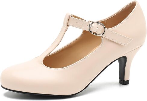 Women's T Strap Mary Jane Kitten Heel Pumps Round Toe Dress Office Work Shoes in Kuwait