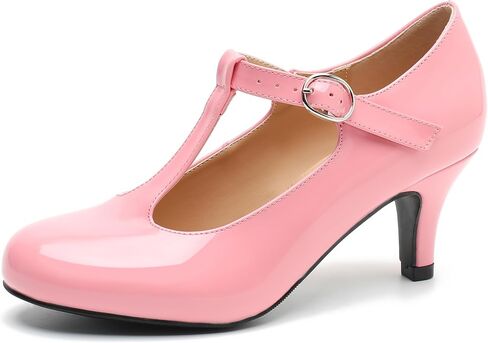 Women's T Strap Mary Jane Kitten Heel Pumps Round Toe Dress Office Work Shoes in Kuwait
