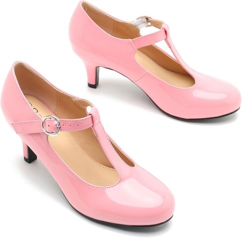 Women's T Strap Mary Jane Kitten Heel Pumps Round Toe Dress Office Work Shoes in Kuwait