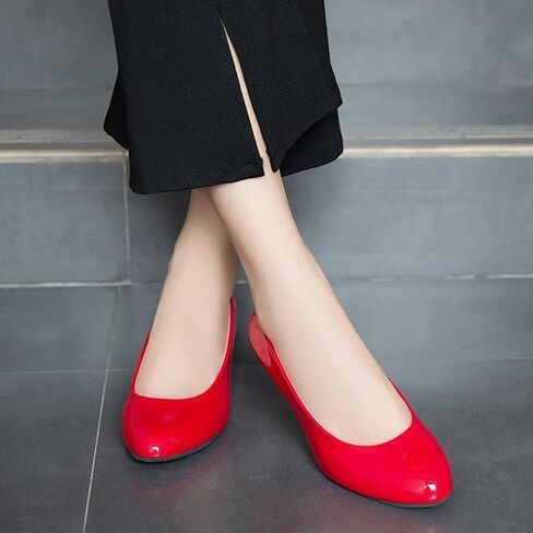 Women's Patent Leather Stiletto Heel Pumps Comfortable Round Toe Slip On Low Mid Heel Non Slip Business Office Dress Shoes in Kuwait