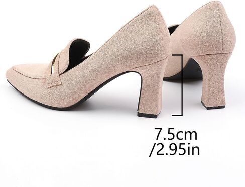 Womens Closed Pointed Toe Suede Loafer Pumps Low Block Heeled Slip On Loafers for Women Work Office Business Comfortable Chunky Heels Shoes 2.95 Inch in Saudi Arabia