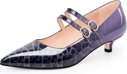 Women's Pointed Toe Kitten Heel Mary Jane Pumps Double Buckle Strap Dress Shoes in Kuwait