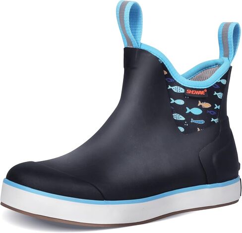 Showave Womens Deck Boots Waterproof Ankle Rain Footwear Outdoor Garden Fishing Boot for Women Non-slip Insulated Rubber Booties Lightweight Work Shoes in Saudi Arabia