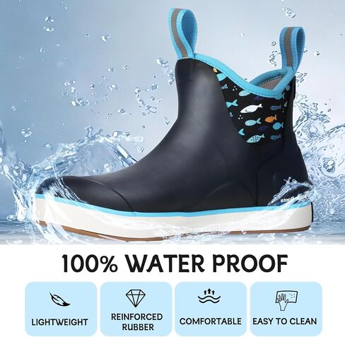 Showave Womens Deck Boots Waterproof Ankle Rain Footwear Outdoor Garden Fishing Boot for Women Non-slip Insulated Rubber Booties Lightweight Work Shoes in Saudi Arabia