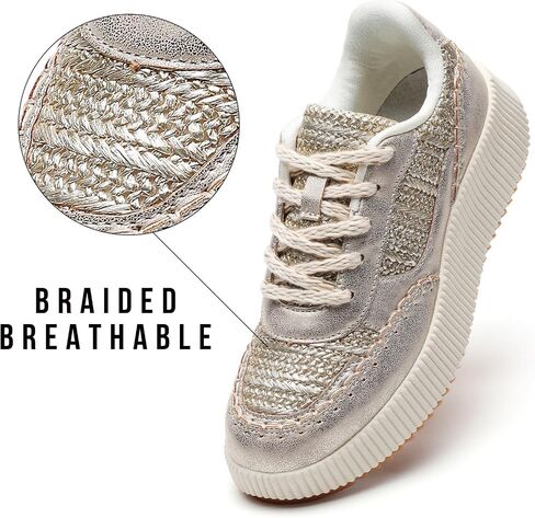 CERYTHRINA Platform Sneakers Women Fashion Shoes: 2.2 Inches - Chunky Braided Walking Shoes in Kuwait