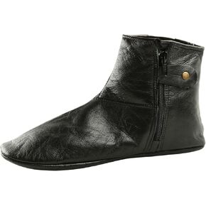 Womens Premium Leather Home Slippers One Side Zipper One Side Elastic Halal Socks Handmade Khuffain Mest Indoor Slipper