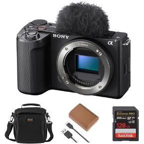 Sony Alpha ZV-E10 II Mirrorless Camera, Black, Bundle with PRO 128GB Memory Card, Battery and Shoulder Bag