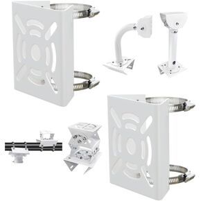 2pcs Vertical Pole Mount Adapter, Universal Wall Mounting Bracket with 4 Loops for CCTV Security Cameras, PTZ Domes, Indoor/Outdoor AP Access Points, and Client CPE