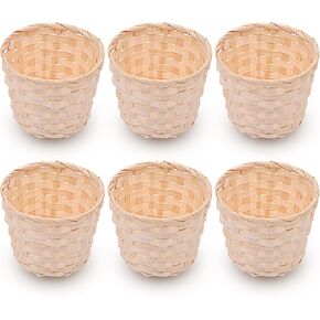 6PCS Mini Woven Baskets Without Handles for Party Favors Crafts Decor (7. 5x6cm)