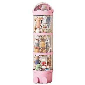 Stuffed Animal Storage Tube, Animal Storage Bag, PET Transparent Stuffed Animal Zoo Organizer, Large Doll Display Bucket with Lid (Transparent)