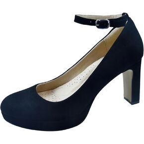 Close Toe Classic High Heels Platform High Heels Round Toe Comfortable Low Platform Mary Jane Dress Pumps Shoes Ankle Strap Shoes for Casual Work Wedding