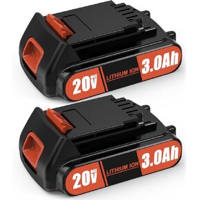 2 Packs 3.0Ah 20v Battery Replacement for Black and Decker 20v Max Battery Compatible with Black and Decker 20v Cordless Power Tools