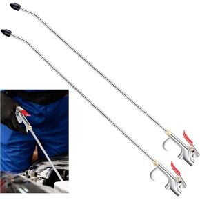 2 Pcs Long Distance Pneumatic Air Blow Gun Air Compressor Tools 24'' Length 1/4" Npt Air Inlet Angled Aluminum Nozzle with Pistol Grip Rubber Tip