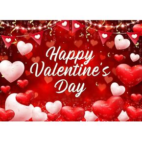 7x5ft Happy Valentine's Day Backdrop for Photography Red Love Hearts Balloons Valentine's Day Photo Backdrops Valentine's Day Interior Decoration Photo Background F125