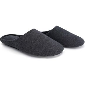 ofoot Women's Memory Foam Cotton House Slippers for Summer - Comfortable,Washable Indoor Bedroom Shoes with Non-Slip Rubber Outsoles (Charcoal Grey, US 7-8)