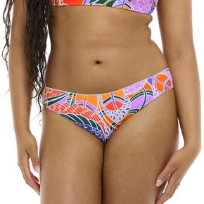 EIDON Women's Standard Luna Mid Rise Bikini Bottom Swimsuit with Overlock Finished Edges