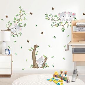 Cute Koala Jungle Wall Stickers Wildlife Park Wall Stickers Suitable for Home Decoration in Children's and Boys' Rooms Baby Rooms bedrooms and Game Rooms
