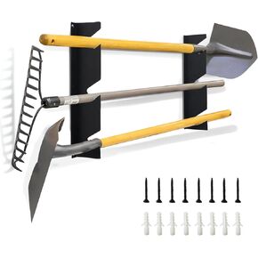 CZWL&HG Heavy-Duty Garden Tool Organizer Wall Mount – Garage Wall Storage Rack for Shovels, Rakes & Long-Handled Tools – Solid Steel, Holds 250 lbs