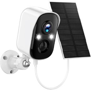 Solar Security Cameras Wireless Outdoor, 2K Solar Camera Wireless for Home, Color Night Vision, PIR Motion Detection, IP66 Waterproof, Cloud Storage/SD Card, Instant Alerts, 2.4GHz WiFi